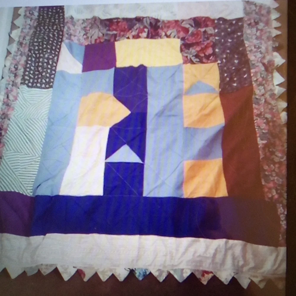 Colorful Patchwork Quilt (REVERSIBLE HANDMADE MULTICOLOR PREOWED SIZE 64 X 58